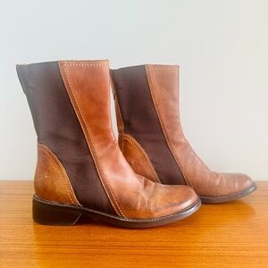 Donald J. Pliner Two-Tone Brown Leather Boots